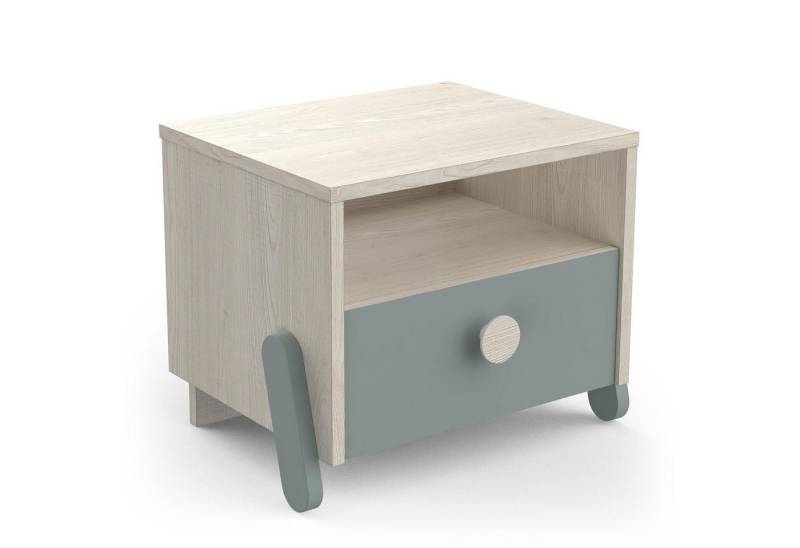 habeig Nachttisch Nachtkommode Nachtschrank 40x33cm Kinderschrank Türkis, abgerundete Füße von habeig