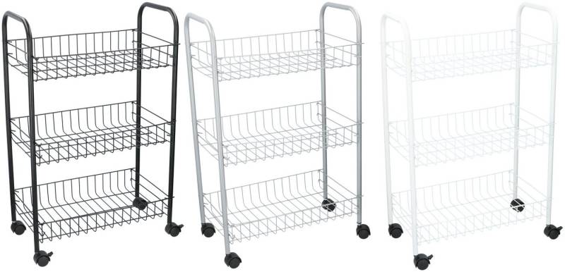habeig Rollwagen mit 3 Körben, 64 cm Breite, Stahl, 4 Feststellrollen habeig Rollwagen mit 3 Körben, 64 cm Breite, Stahl, 4 Feststellrollen von habeig