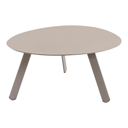 habeig Runder Gartenbeistelltisch aus Stahl, 74x60x36cm, Grau-Schwarz, Belastbar bis 25kg (grau, 74x60x36cm) von habeig