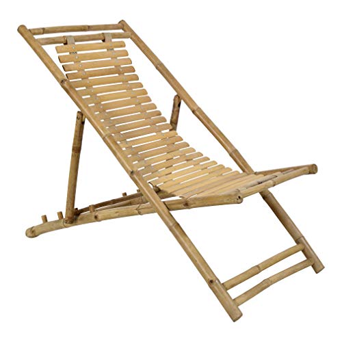 habeig Strandstuhl, Gartenstuhl, 113x60x75 cm Bambusholz, Liegestuhl, Gartenliege, Campingliege, Terrasse, bequem, nachhaltig von habeig