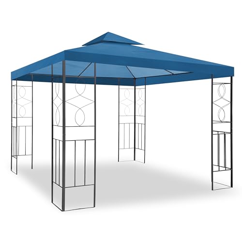WASSERDICHTER Pavillon Romantika 3x3m Metall inkl. Dach Festzelt wasserfest Partyzelt (Marineblau) von habeig