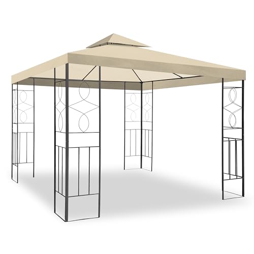 WASSERDICHTER Pavillon Romantika 3x3m Metall inkl. Dach Festzelt wasserfest Partyzelt (Beige) von habeig