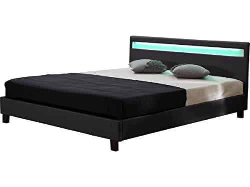 habitat et jardin Bett mit LED Maria - 140 x 190 cm - Schwarz von habitat et jardin