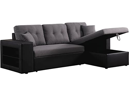 habitat et jardin Ecksofa reversibel mit Schlaffunktion Axel - 3-Sitzer - Schwarz/Grau von habitat et jardin