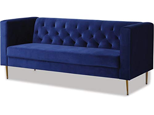 habitat et jardin Festes Samtsofa Bruce - 196 x 76 x 82 cm - 3-Sitze - Dunkelblau von habitat et jardin
