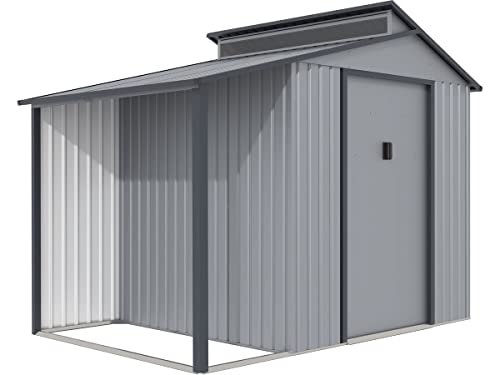 habitat et jardin Gerätehaus aus Metall mit Unterstand Madras - 5,64 m² - 193 x 292 x 229 cm - Grau von habitat et jardin