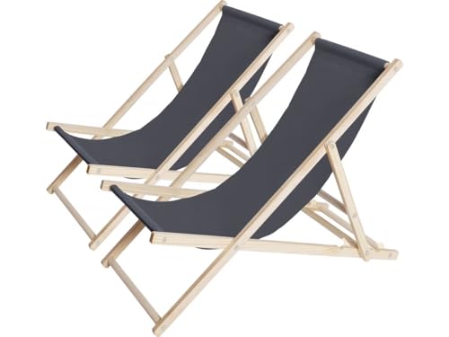habitat et jardin Liegestühle aus Holz 2er-Set Chilienne - 107 x 56,5 x 81 cm - Grau von habitat et jardin