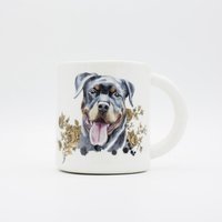 König Rottweiler Goldene Blumen Porträt Tasse | Hunderasse Kaffeebecher Teetasse Haustier Hund Tierliebhaber Geschenkidee Auf Lager von hadleyclay