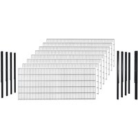 hadra Doppelstabmattenzaun, anthrazit, 6/5/6 mm, Komplett-Set à 20 m, inkl. Pfosten, Flacheisenleiste - schwarz von hadra