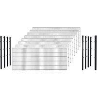 hadra Doppelstabmattenzaun, anthrazit, 6/5/6 mm, Komplett-Set à 20 m, inkl. Pfosten, Klemmhalter - schwarz von hadra