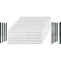 hadra Doppelstabmattenzaun, grün, 6/5/6 mm, Komplett-Set, inkl. Pfosten, Flacheisenleiste - gruen von hadra