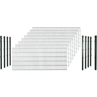 hadra Doppelstabmattenzaun, grün, 6/5/6 mm, Komplett-Set à 20 m, inkl. Pfosten, Klemmhalter - gruen von hadra