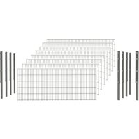 hadra Doppelstabmattenzaun, silbergrau, 6/5/6 mm, Komplett-Set à 20 m, inkl. Pfosten, Flacheisenleiste - silberfarben | grau von hadra