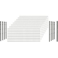 hadra Doppelstabmattenzaun, silbergrau, 6/5/6 mm, Komplett-Set à 20 m, inkl. Pfosten, Klemmhalter - silberfarben | grau hadra Doppelstabmattenzaun, silbergrau, 6/5/6 mm, Komplett-Set à 20 m, inkl. Pfosten, Klemmhalter - silberfarben | grau von hadra