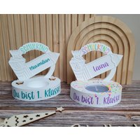 Geschenk Zur Einschulung Personalisierter Teelichthalter Mit Einschieber "Schulkind" Tischdeko Keramikgießmasse von haekelherzstein