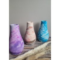Vase Für Trockenblumen Oder Stabkerze Kerzenhalter Mitbringsel Keramikgießmasse Marmoriert Verschiedene Designs Einzelstücke von haekelherzstein