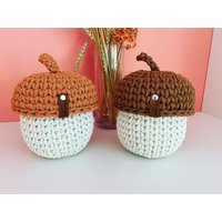 Eichelkörbe, Aufbewahrung in Eichelform, Gehäkelt, Herbstdeko von haekeljana