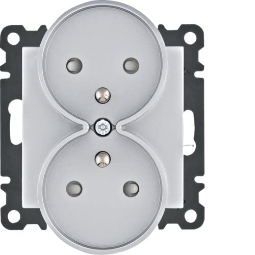 Lumina Steckdosensteckdose mit Erdung 2-fach mit Kontaktblende 16A/250VAC silber WL1342 hager Polo 8694407002723 von hager polo