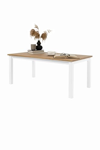 hagge home Skandinavisch Holz Couchtisch Beistelltisch Sofatisch Kaffeetisch Holztisch Wohnzimmertisch Schlafzimmertisch 110x60 cm Höhe 45 cm (Braun/Weiss) von hagge home