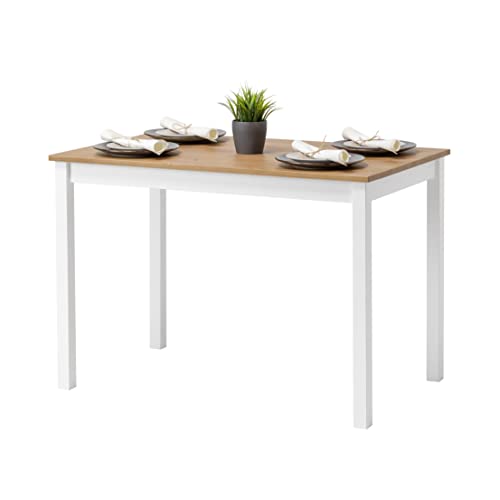 hagge home Skandinavisch Holz Tisch Esstisch Küchentisch Schreibtisch Esszimmertisch Desk Homeoffice Kinderzimmertisch Esszimmertische (Braun Weiss, 110 x 68 x 75 cm) von hagge home