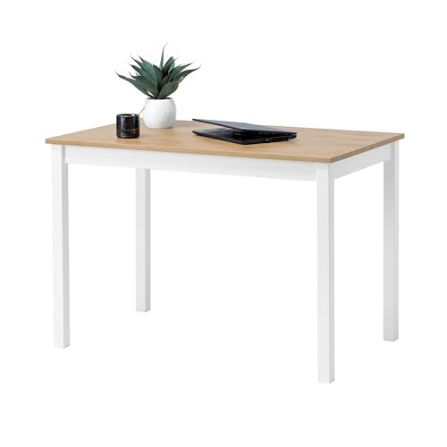 hagge home Skandinavisch Holz Tisch Schreibtisch Kleiner Tisch Esstisch Computertisch Küchentisch Office Desk PC Tisch Homeoffice Esszimmertisch Wohnzimmertisch Arbeitszimmertisch 110x60 Braun Weiß von hagge home