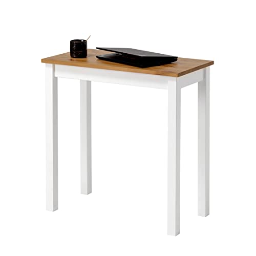 hagge home Skandinavisch Holz Tisch Schreibtisch Kleiner Tisch Esstisch Computertisch Küchentisch Office Desk PC Tisch Homeoffice Esszimmertisch Wohnzimmertisch Arbeitszimmertisch 75x38 Braun Weiß von hagge home