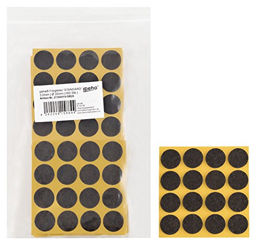 haggiy Bodengleiter - Filzgleiter selbstklebend - 3,0 mm stark, braun, rund 20 mm (160 STK.) von haggiy