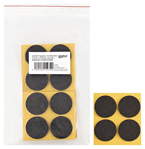 haggiy Bodengleiter - Filzgleiter selbstklebend - 3,0 mm stark, braun, rund 38 mm (40 Stk.) von haggiy