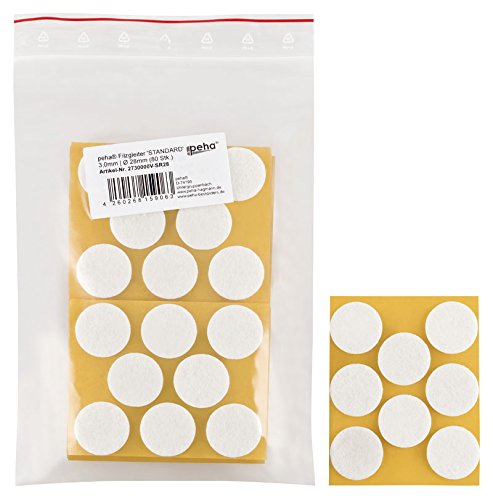 haggiy Bodengleiter - Filzgleiter selbstklebend - 3,0 mm stark, weiß, rund 28 mm (80 STK.) von haggiy