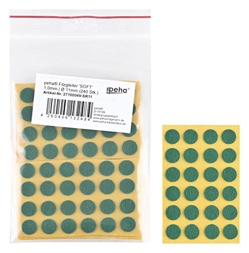 haggiy Filzgleiter - Filzunterleger selbstklebend - 1,0 mm stark, grün, rund 11 mm (240 STK.) von haggiy