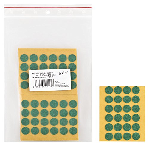 haggiy Filzgleiter - Filzunterleger selbstklebend - 1,0 mm stark, grün, rund 13 mm (240 STK.) von haggiy