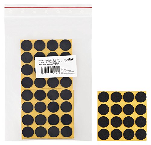 haggiy Filzgleiter - Filzunterleger selbstklebend - 1,0 mm stark, schwarz, rund 20 mm (160 STK.) von haggiy