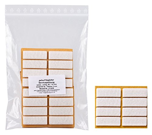 haggiy Filzgleiter - Parkettgleiter selbstklebend - 3,0 mm stark, weiß, 15 x 45 mm (80 Stk.) von haggiy