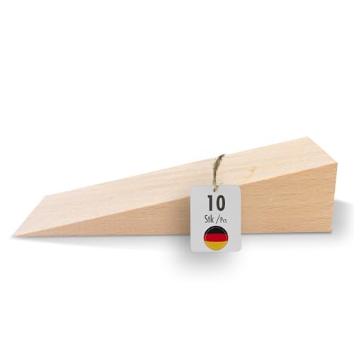 haggiy Hartholzkeil – Holzkeil Set – Unterlegkeile aus Buche Natur – Türstopper – Ideal für Möbel, Montage, DIY - (LxBxH) 125x45x30 mm – 10 Stk von haggiy