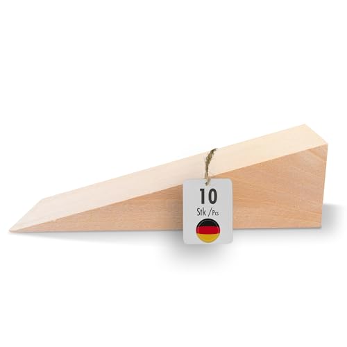 haggiy Hartholzkeil – Holzkeil Set – Unterlegkeile aus Buche Natur – Türstopper – Ideal für Möbel, Montage, DIY - (LxBxH) 150 x 50 x 40 mm (10 Stk.) von haggiy