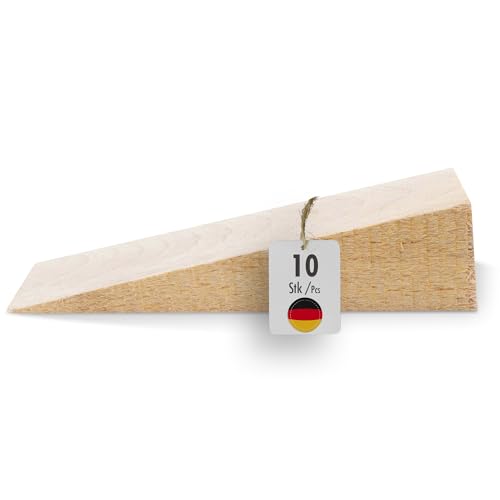 haggiy Hartholzkeil – Holzkeil Set – Unterlegkeile aus Buche Natur – Türstopper – Ideal für Möbel, Montage, DIY - (LxBxH) 80x25x20 mm – 10 Stk von haggiy