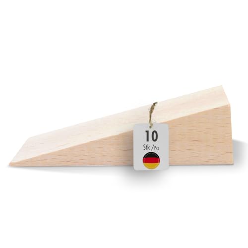 haggiy Hartholzkeil – Holzkeil Set – Unterlegkeile aus Buche Natur – Türstopper – Ideal für Möbel, Montage, DIY - (LxBxH) 90 x 30 x 25 mm (10 Stk.) von haggiy