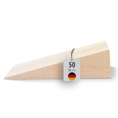 haggiy Hartholzkeil – Holzkeil Set – Unterlegkeile aus Buche Natur – Türstopper – Ideal für Möbel, Montage, DIY - (LxBxH) 90x30x25 mm – 50 Stk. von haggiy