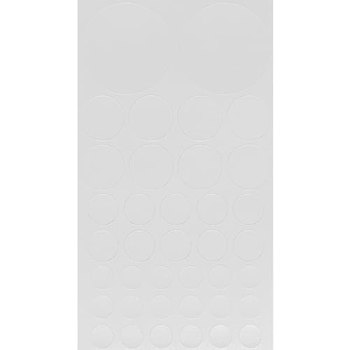 haggiy Selbstklebende Abdeckkappen für Möbel & Böden - Schraubenabdeckungen - Rund - Abdeckung f. Schrauben & Bohrlöcher - Mix Ø 10-40 mm - 38 Stück - Möbelpflaster (Kristallweiß) von haggiy