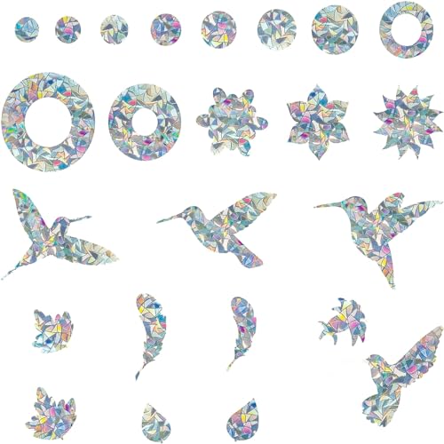 24 Stück Suncatcher Sticker Vogel Anti Kollisions Fenster Aufkleber Fenster-Abziehbilder für Vogelschlag Fensterbilder Selbstklebend Vogelschutz für Glasscheiben Unsichtbar von haierdidi