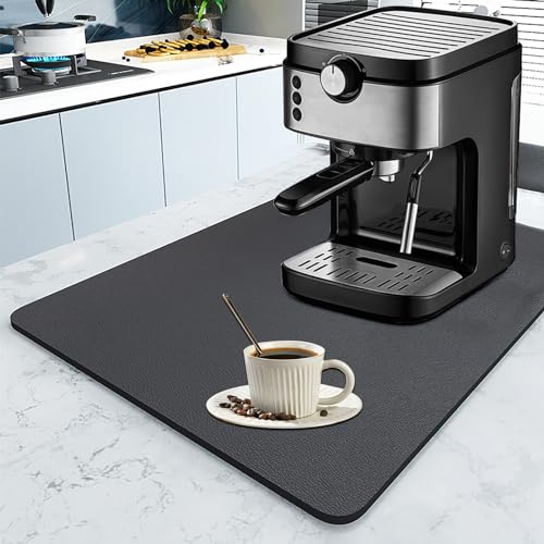 Kaffeemaschine Abtropfmatte unterlage Geschirr Schnelltrocknend Super Saugfähige wasserabsorbierende Unterlage Schmutzabweisender Gummisohle für Kaffeemaschinen, Küchen und Spülbecken(40X50CM) von haierdidi