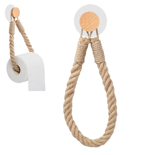 Seil Toilettenpapierhalter Klopapierhalter Handtuchhalter Ohne Bohren Vintage Jute Klopapierhalter mit Seil Selbstklebender für Badezimmer Bad Dekoration von haierdidi