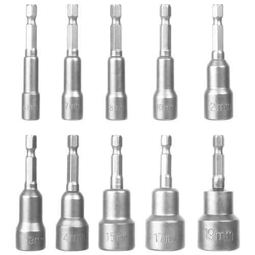 Stecknuss Adapter 10 Stücke Stecknuss Sechskant Adapter Magnetisch Nut Adapter Bit Set 6-19mm von haierdidi