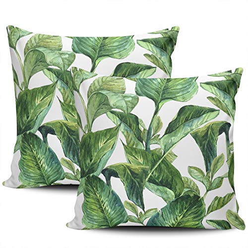 2Er Set Zierkissenbezüge Aquarell Exotische Tropische Blätter Botanisch Kissenbezüge Lustige Kissenhülle Superweicher Dekokissen Kissenbezüge Für Wohnzimmer Sofa Bed 45X45Cm von haikoushibaikanshangmaoyouxiangongsi2