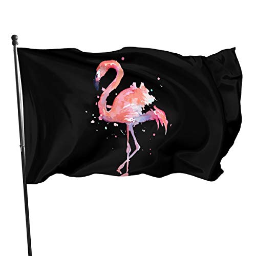 Garten Fahnen Rosa Flamingo-Aquarell Fahnenkette Flaggen Waschbar Gartenflaggen Doppelt Genäht Piratenflagge Für Feiern,Veranda,Hof 90X150Cm von haikoushiheqianlishangmaoyouxiangongsi1