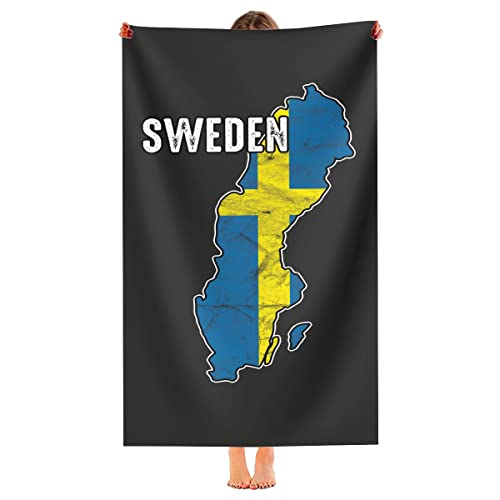 Strandtuch Schweden Flagge Karte Vintage Schwimmbadtuch Saugfähig Stranddecke Leichtes Handtuch Für Camping Yoga Picknicks 80X130Cm von haikoushiheqianlishangmaoyouxiangongsi1