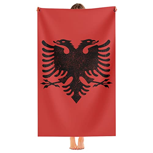 Strandtuch Vintage Albanische Flagge Duschtücher Saugfähig Stranddecke Weiches Strandlaken Für Yoga Männer Pool 80X130Cm von haikoushiheqianlishangmaoyouxiangongsi1