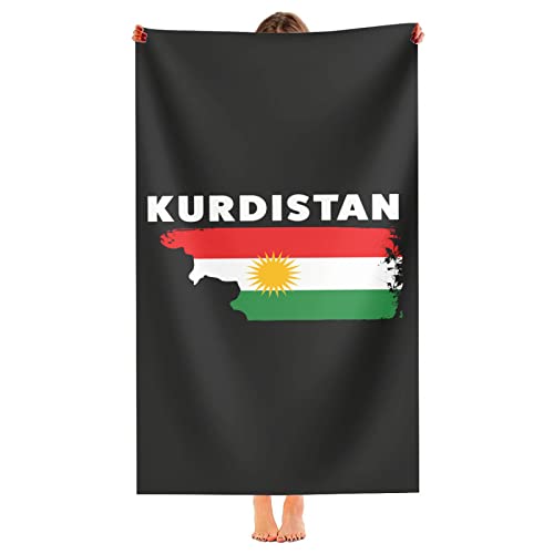 Strandtuch Vintage Flaggenkarte Kurdistan Strandhandtuch Mikrofaser Badehandtuch Weiches Campingtücher Für Reisen Sauna Männer 80X130Cm von haikoushiheqianlishangmaoyouxiangongsi1