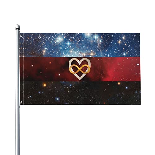 Garden Flag Polyamorie-Galaxie-Stolz-Flagge LGBTQ Garten Fahne Lichtbeständige Pride Flag Lebendige Farbe Dekorative Fahnen Für Veranda Rasen 90x150 cm von haikoushiyonglihuashangmaoyouxiangongsi1