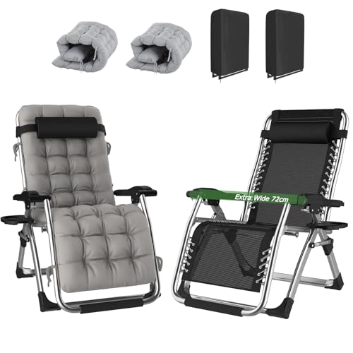 haiorjun 2er Set Liegestuhl Klappbar Sonnenliege 72 cm/28 Zoll Breite Klappbare Gartenliege Relaxliege mit Kissen und Abdeckung, Verstellbare Rückenlehne Ergonomisch Gartenstuhl, Belastbar 240kg haiorjun 2er Set Liegestuhl Klappbar Sonnenliege 72 cm/28 Zoll Breite Klappbare Gartenliege Relaxliege mit Kissen und Abdeckung, Verstellbare Rückenlehne Ergonomisch Gartenstuhl, Belastbar 240kg von haiorjun